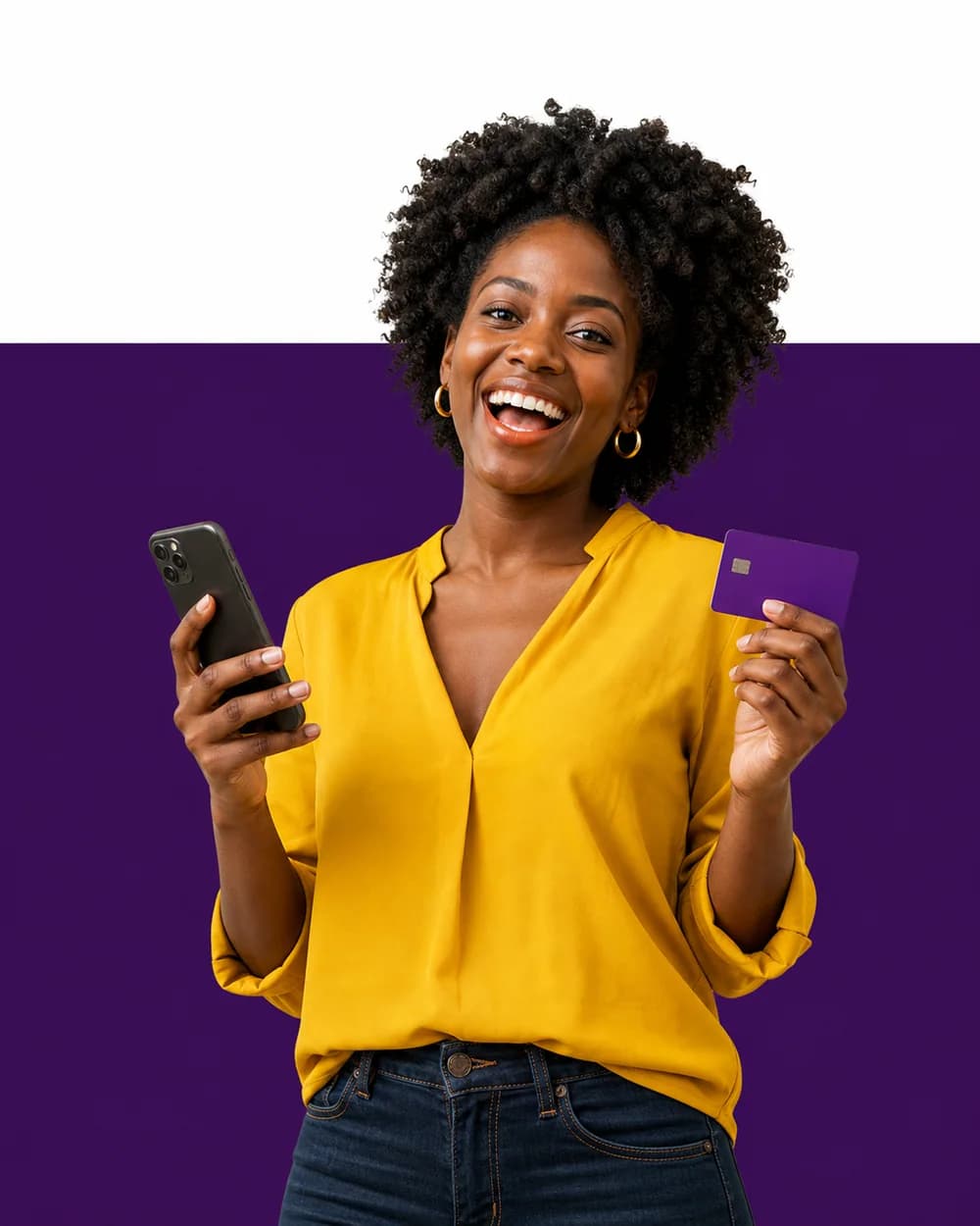 A Dmore customer using her phone
